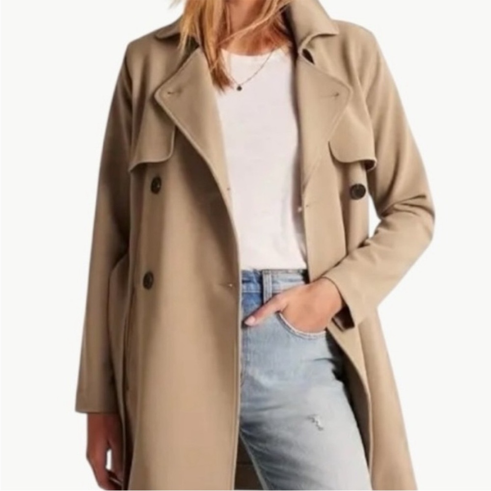 Abercrombie & Fitch Drapey Trench Coat in Khaki - Picture 4 of 16